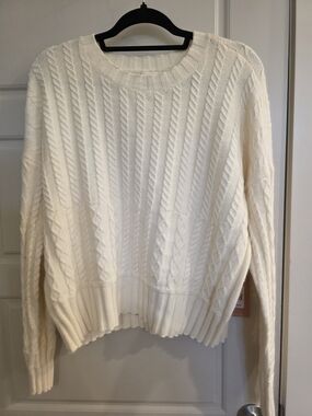 Cyprus Ivory Cable-Knit Crew Sweater